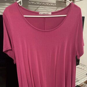 Ladies Jollielovin Short Sleeve Tunic Top- Pink- Large